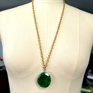 Barse signed green stone pendant necklace